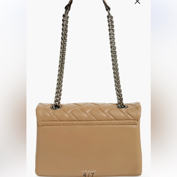 NEW Kurt Geiger Kensington X Quilted Leather Shoulder Bag tan - Picture 5 of 15